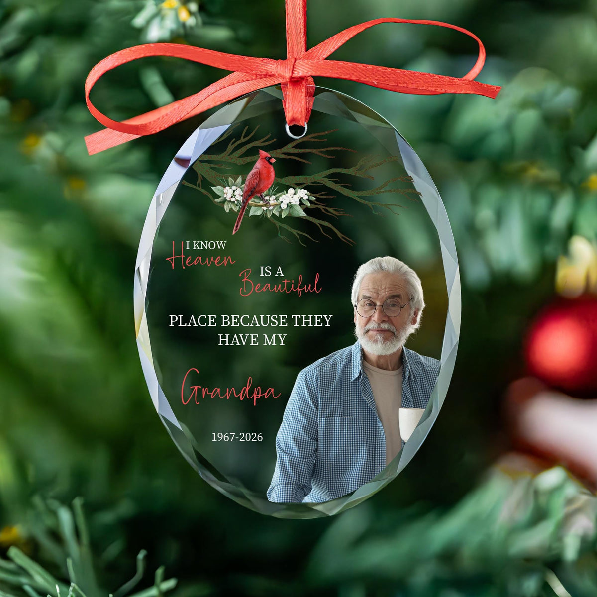 Grandmother remembrance keepsake glass Christmas ornament