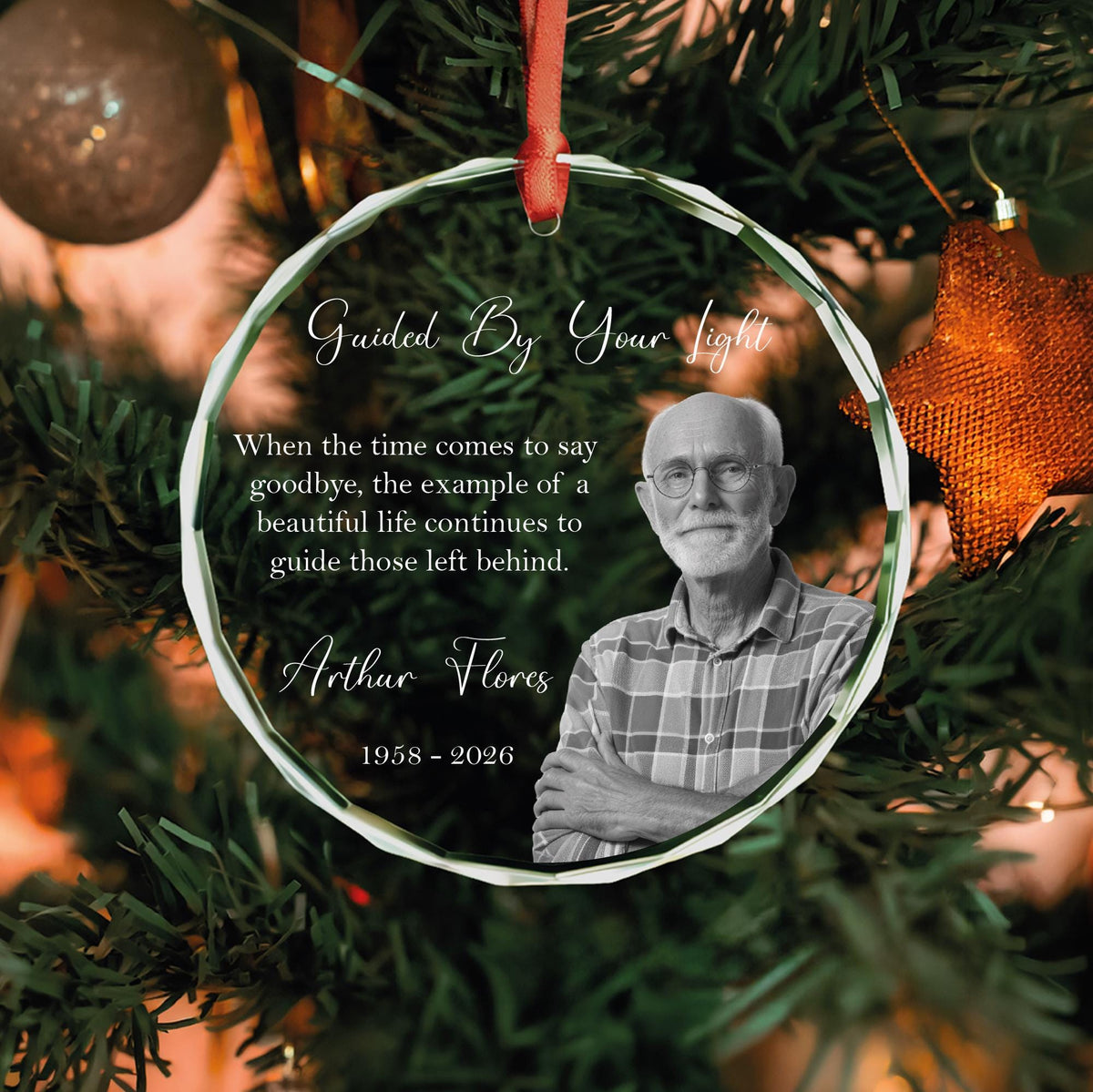 In loving memory photo keepsake glass Christmas ornament