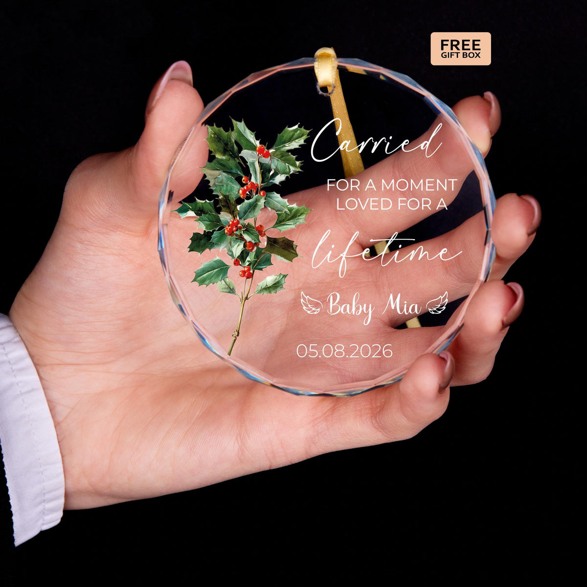 Infant loss memorial gift personalized glass ornament
