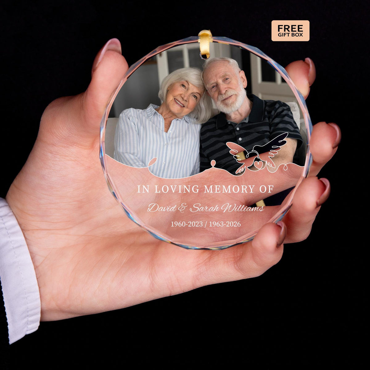 Parents remembrance keepsake glass Christmas ornament