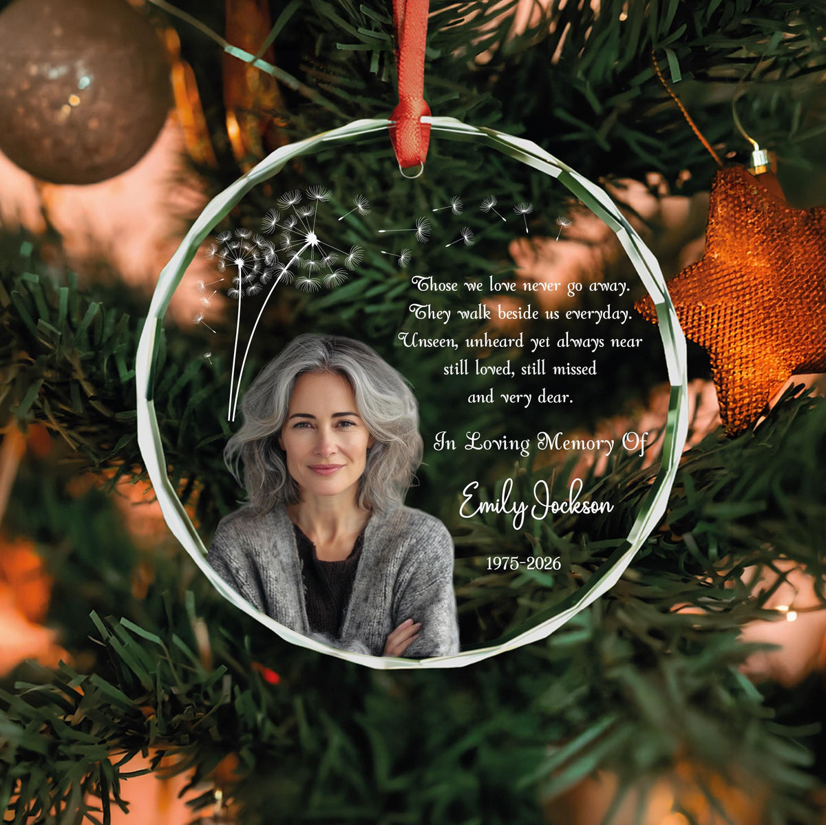 Remembrance verse keepsake glass Christmas ornament