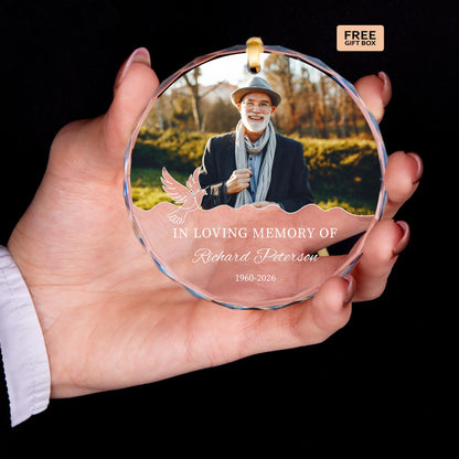 Remembrance dove keepsake glass Christmas ornament