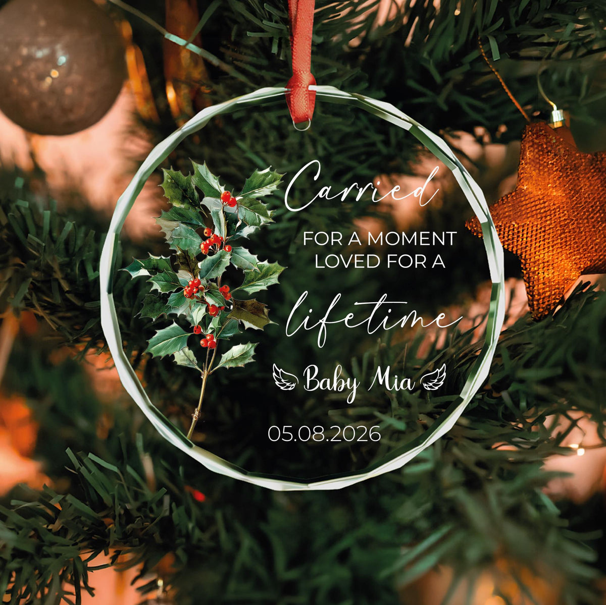 Angel baby remembrance keepsake glass Christmas ornament
