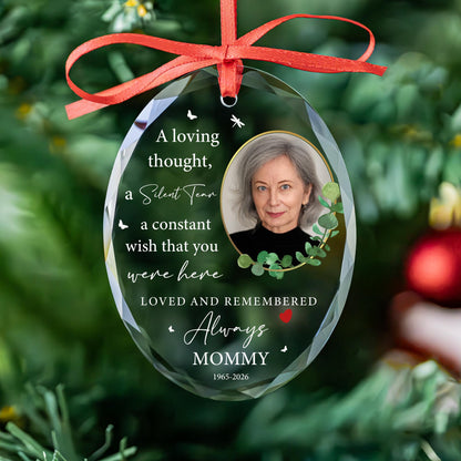 Bereavement keepsake glass Christmas ornament with name and years