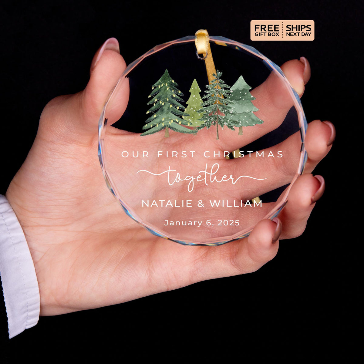 Newlywed couple gift ornament with date