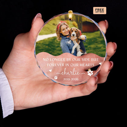 Forever in our hearts dog ornament with paw prints