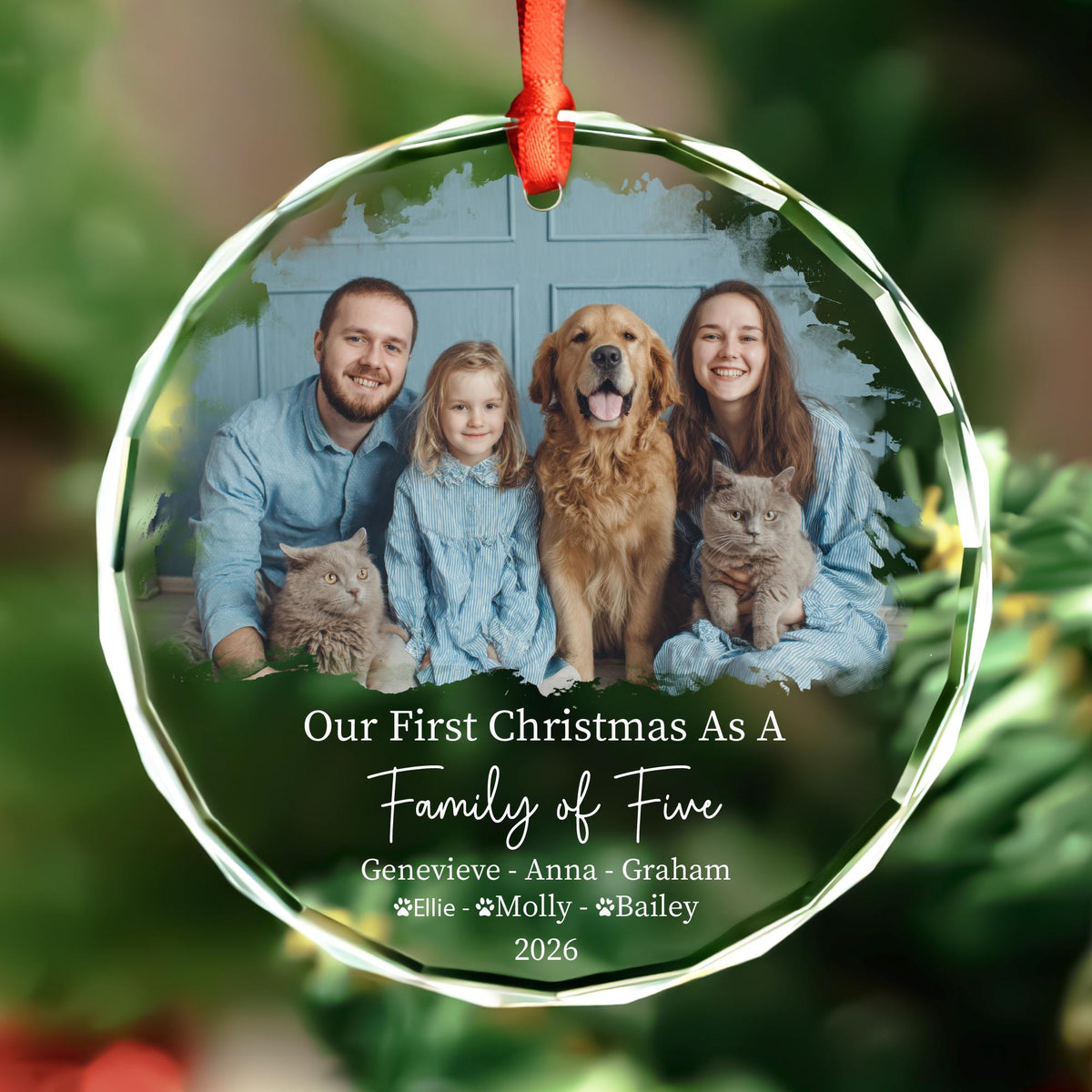 Baby announcement family photo keepsake ornament