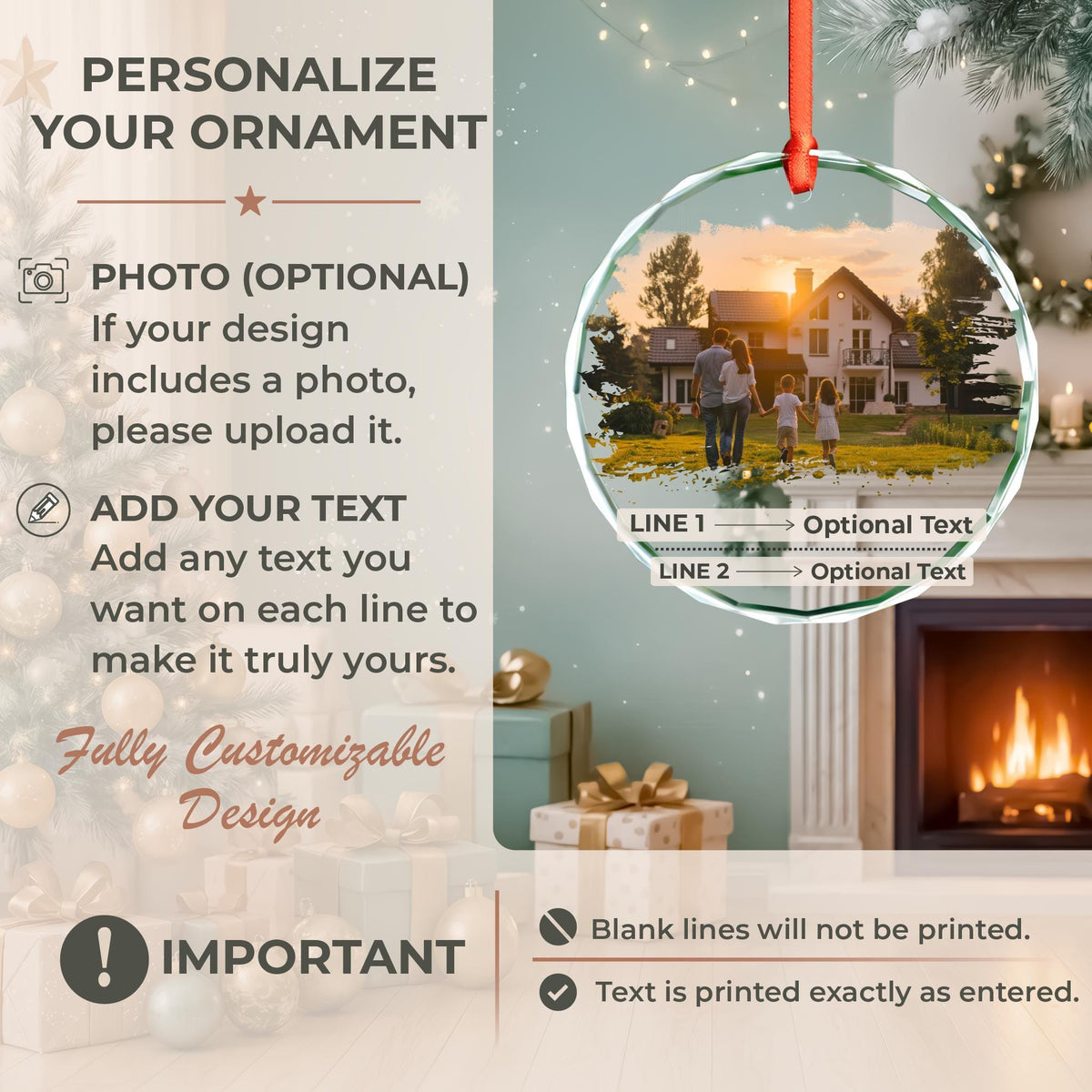 Housewarming gift ornament with family name