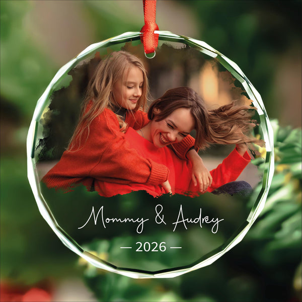 Personalized Mom and Me Photo Ornament, Glass Christmas Keepsake