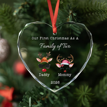 New parents first Christmas reindeer keepsake ornament