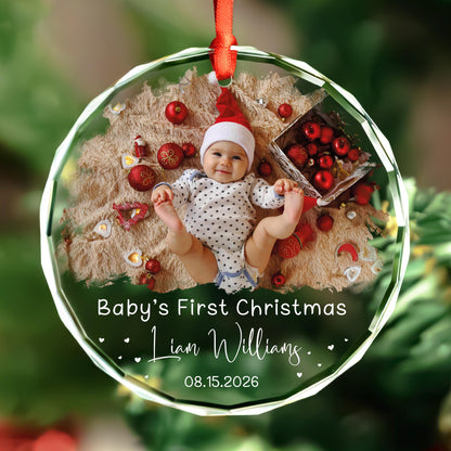 Baby photo first Christmas keepsake ornament