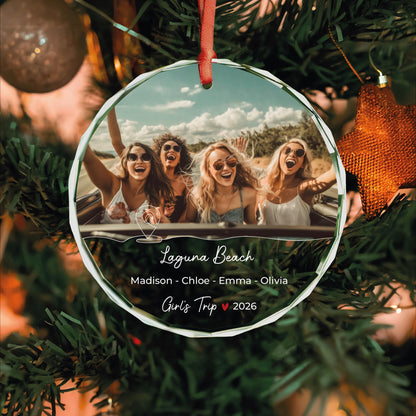 Girls weekend trip photo Christmas ornament