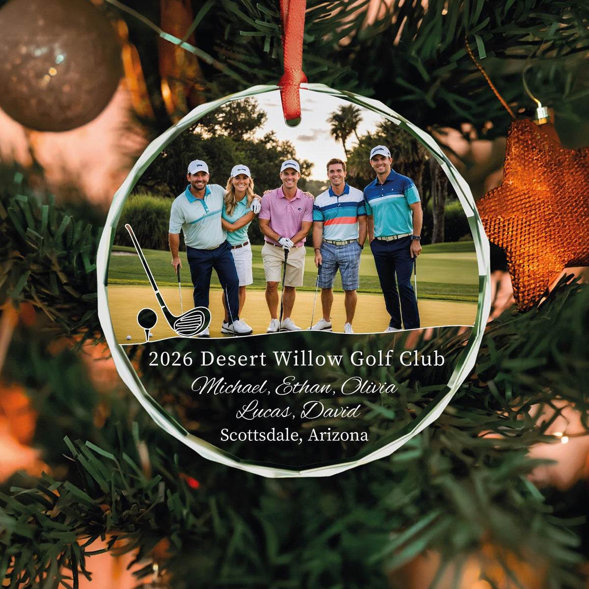 Golf photo Christmas ornament for golfers