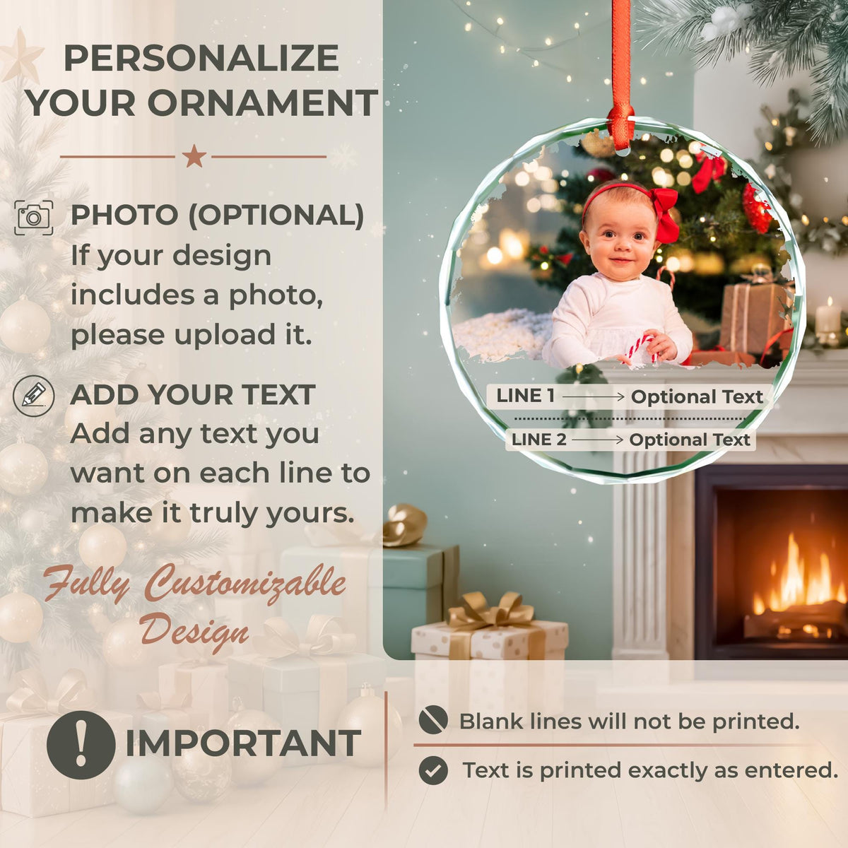 Yearly kids ornament glass gift