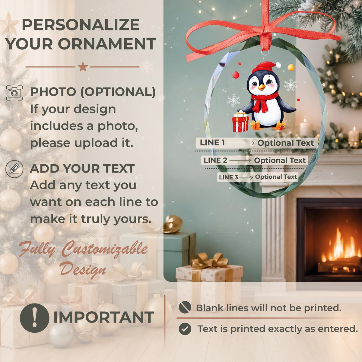 New baby gift personalized penguin ornament