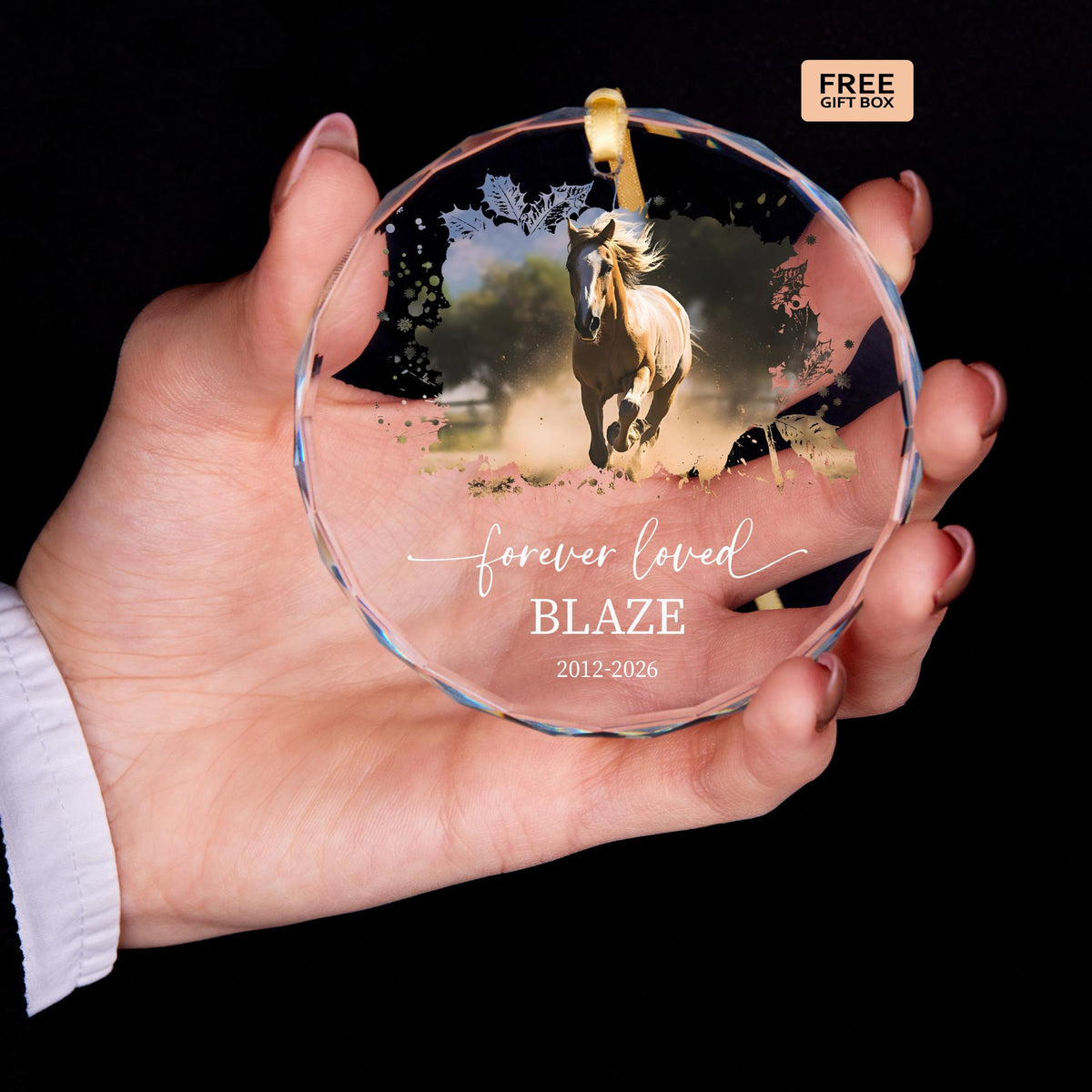 Beloved horse remembrance photo ornament