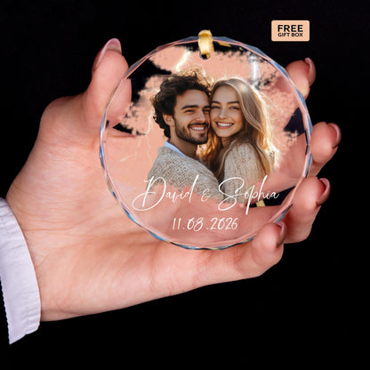 Custom couple photo portrait Christmas ornament