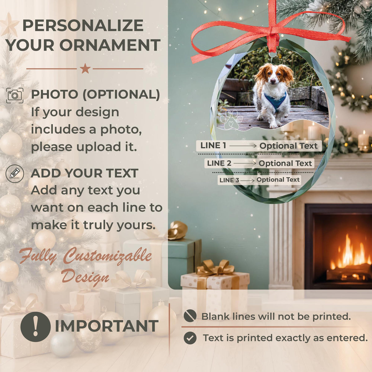 Pet loss keepsake ornament with name and years