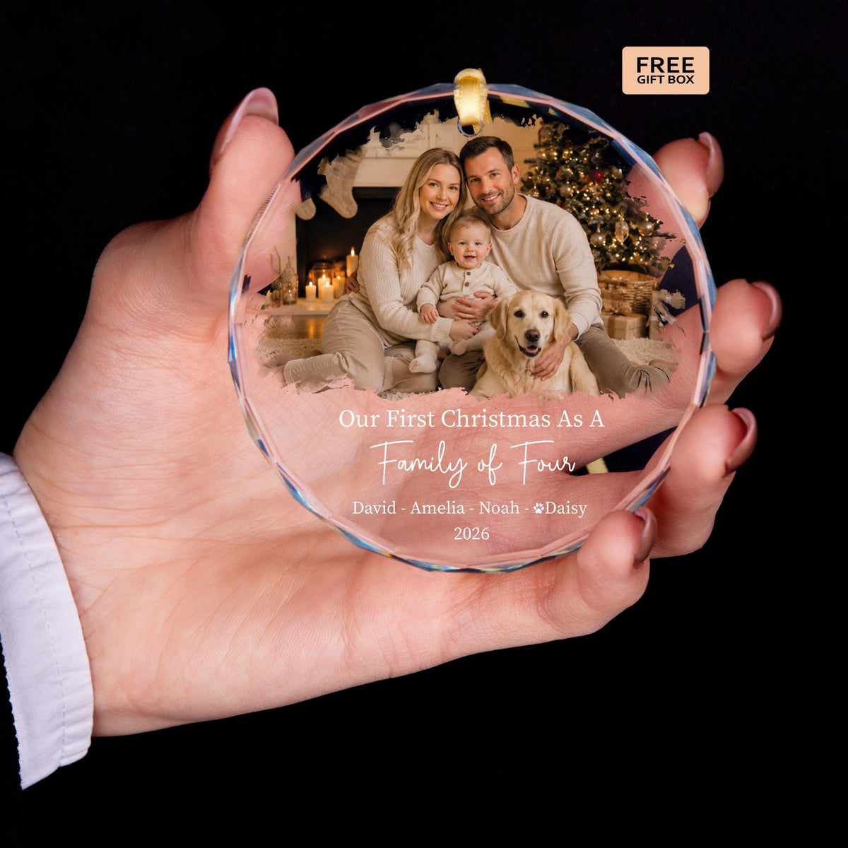 New grandparent gift glass Christmas ornament