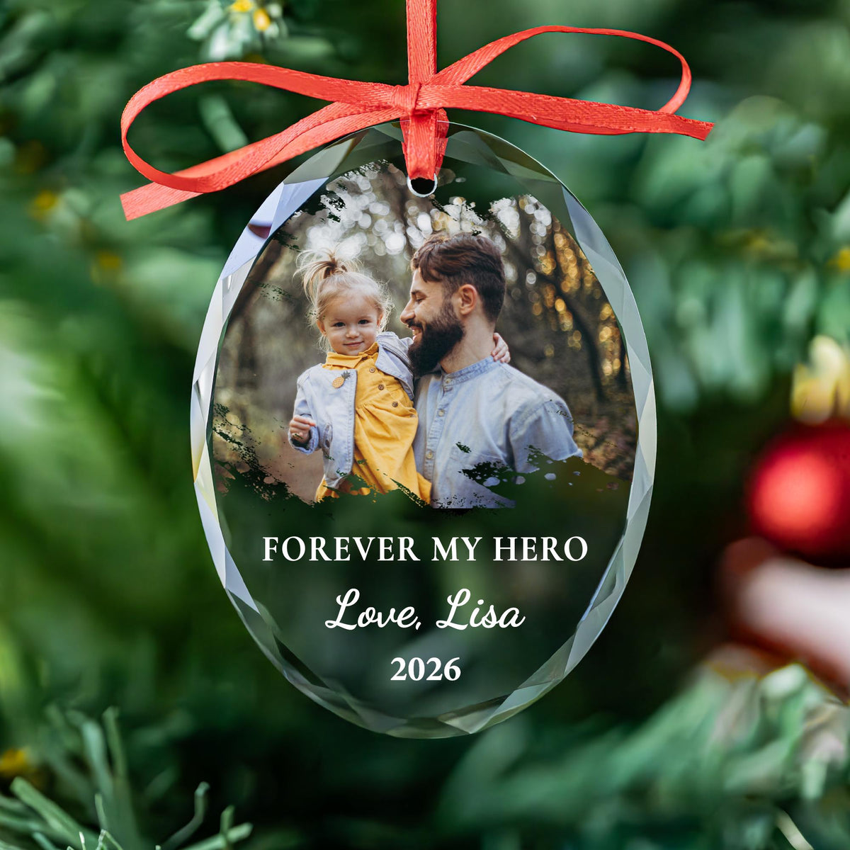 Remembrance photo keepsake glass Christmas ornament