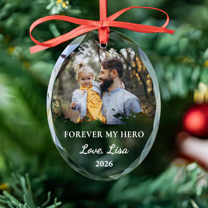 Remembrance photo keepsake glass Christmas ornament