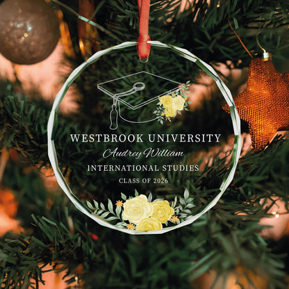 College graduation gift glass Christmas ornament