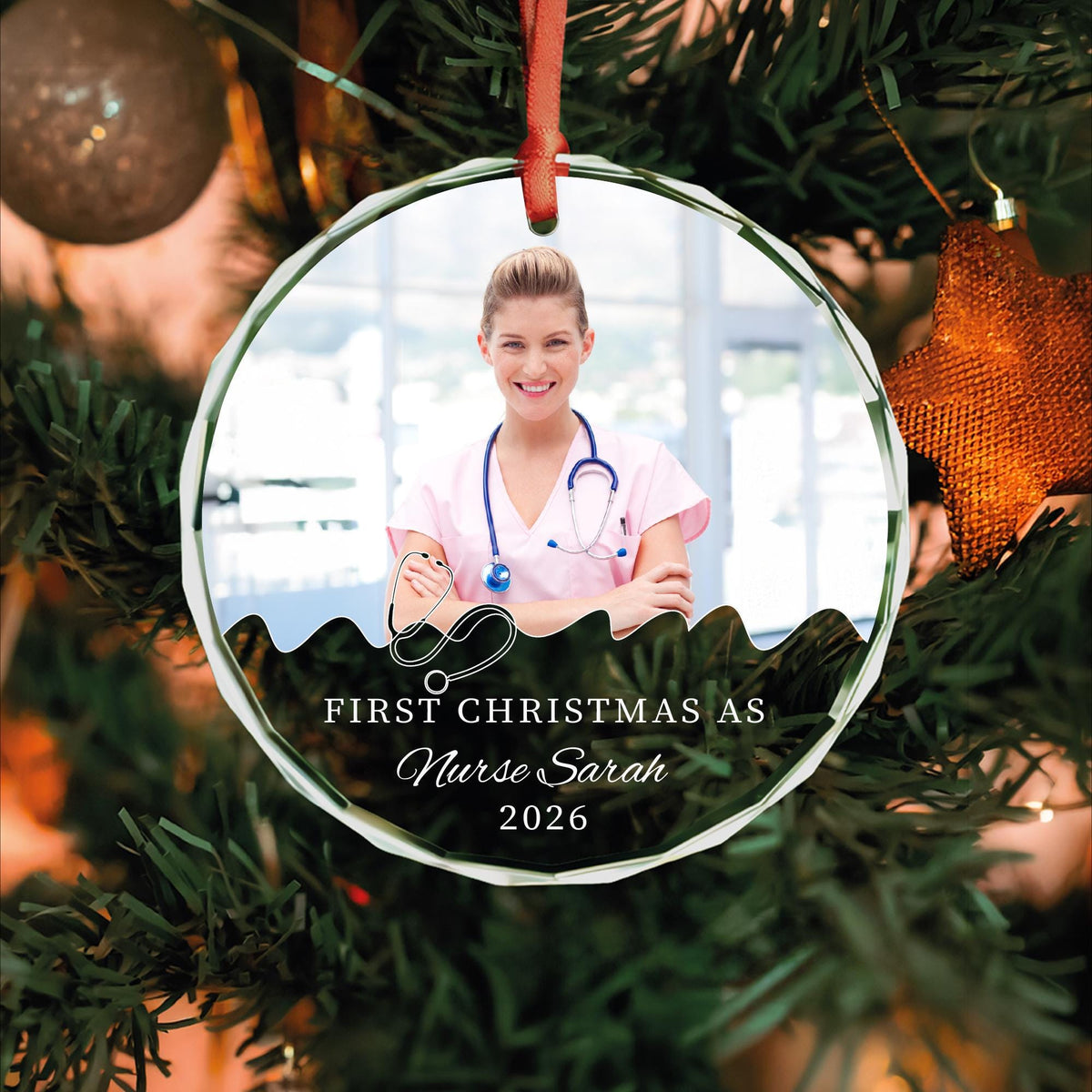Medical graduate gift glass Christmas ornament