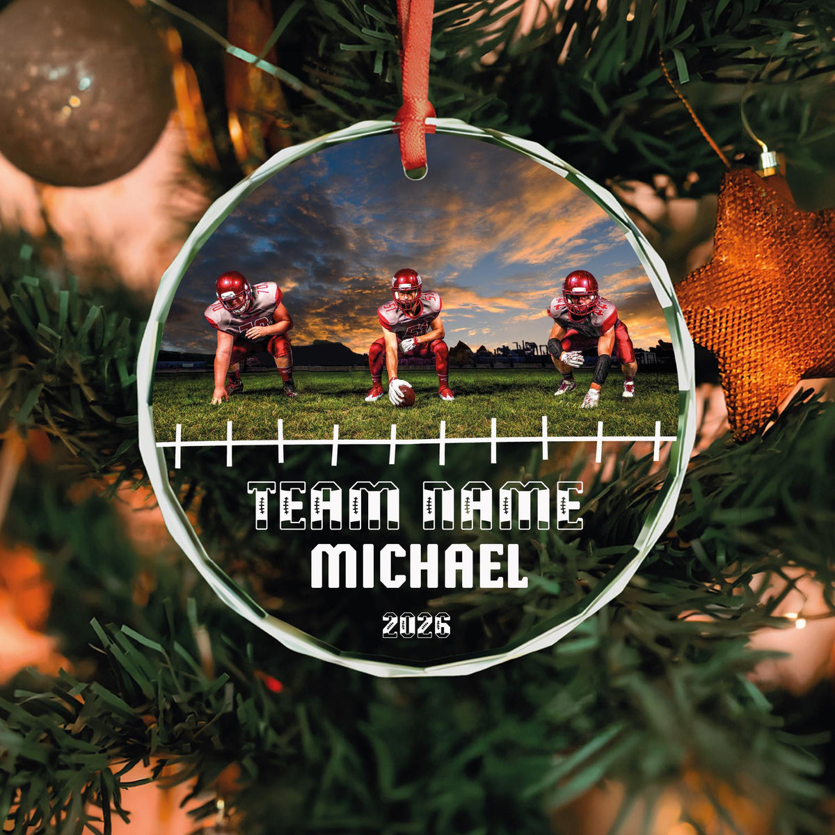 Football photo Christmas ornament gift