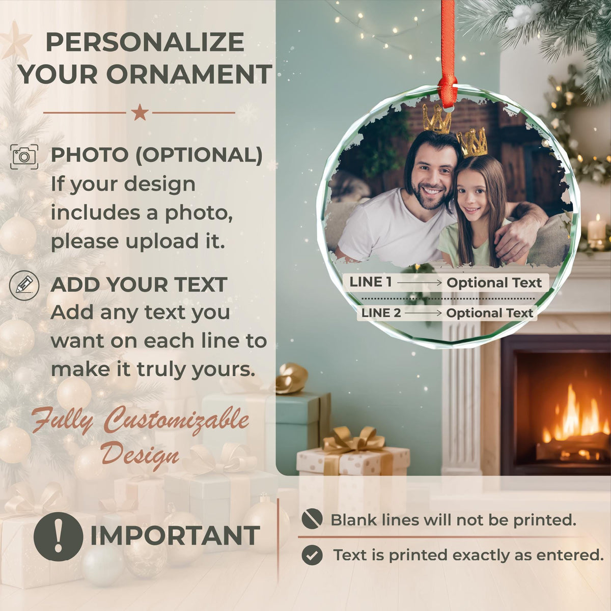 Family photo Christmas ornament for mom