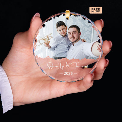Mother and child photo glass ornament gift