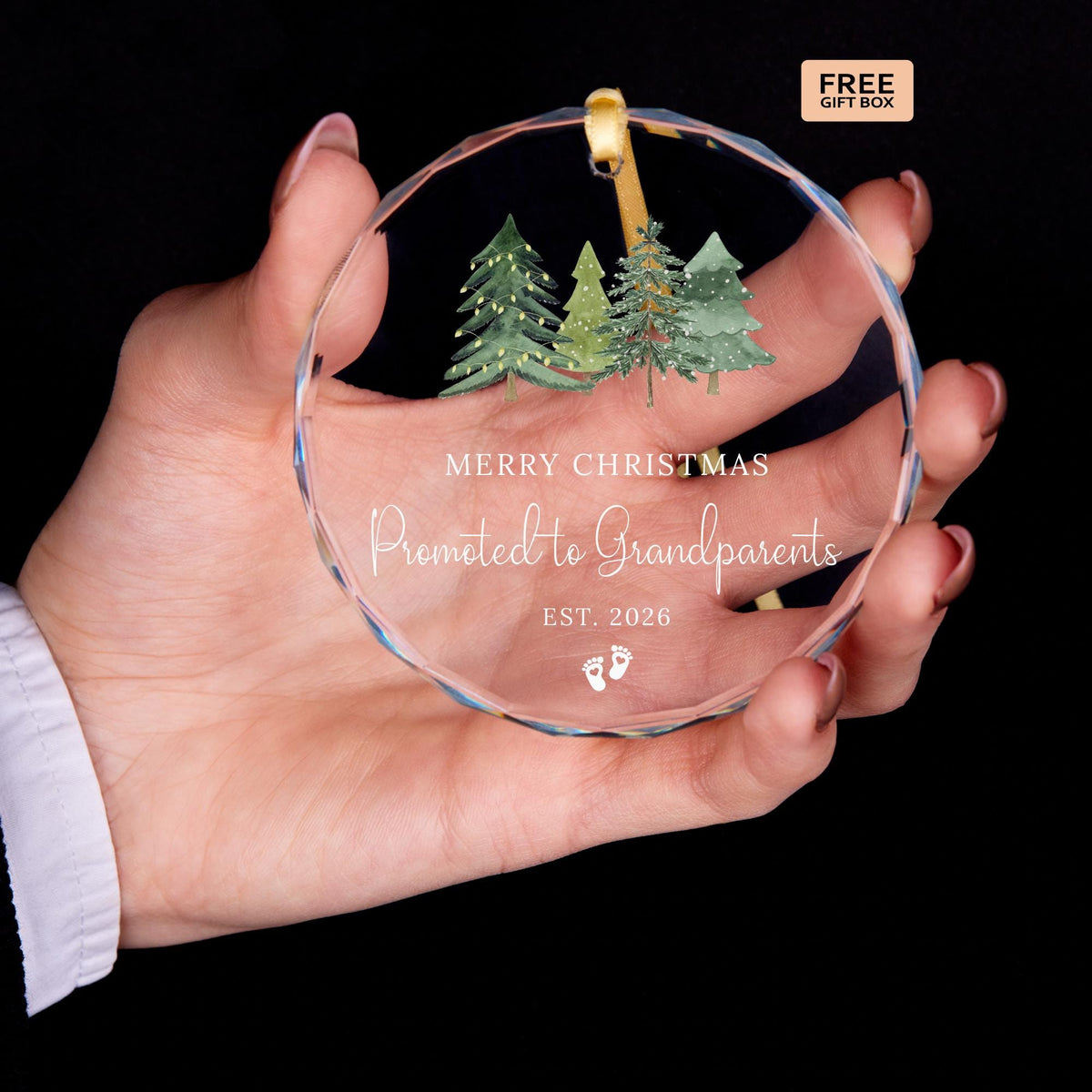 Grandma and grandpa baby announcement ornament