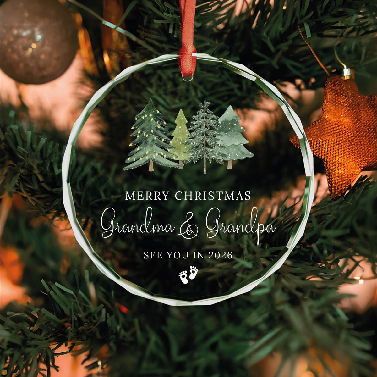 New grandparents gift glass Christmas ornament