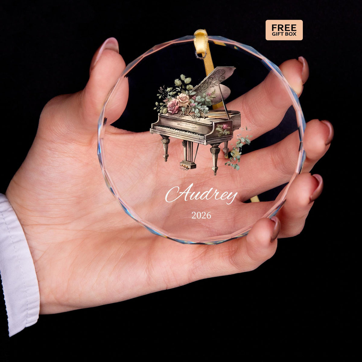 Music keepsake grand piano Christmas ornament