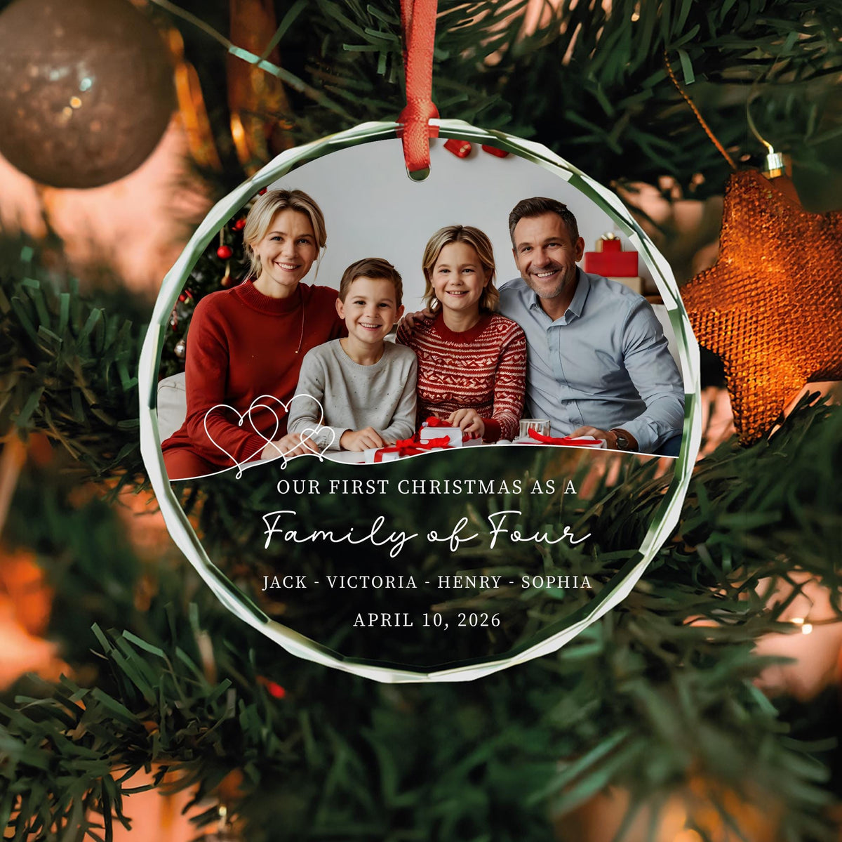 New parents first Christmas photo keepsake ornament