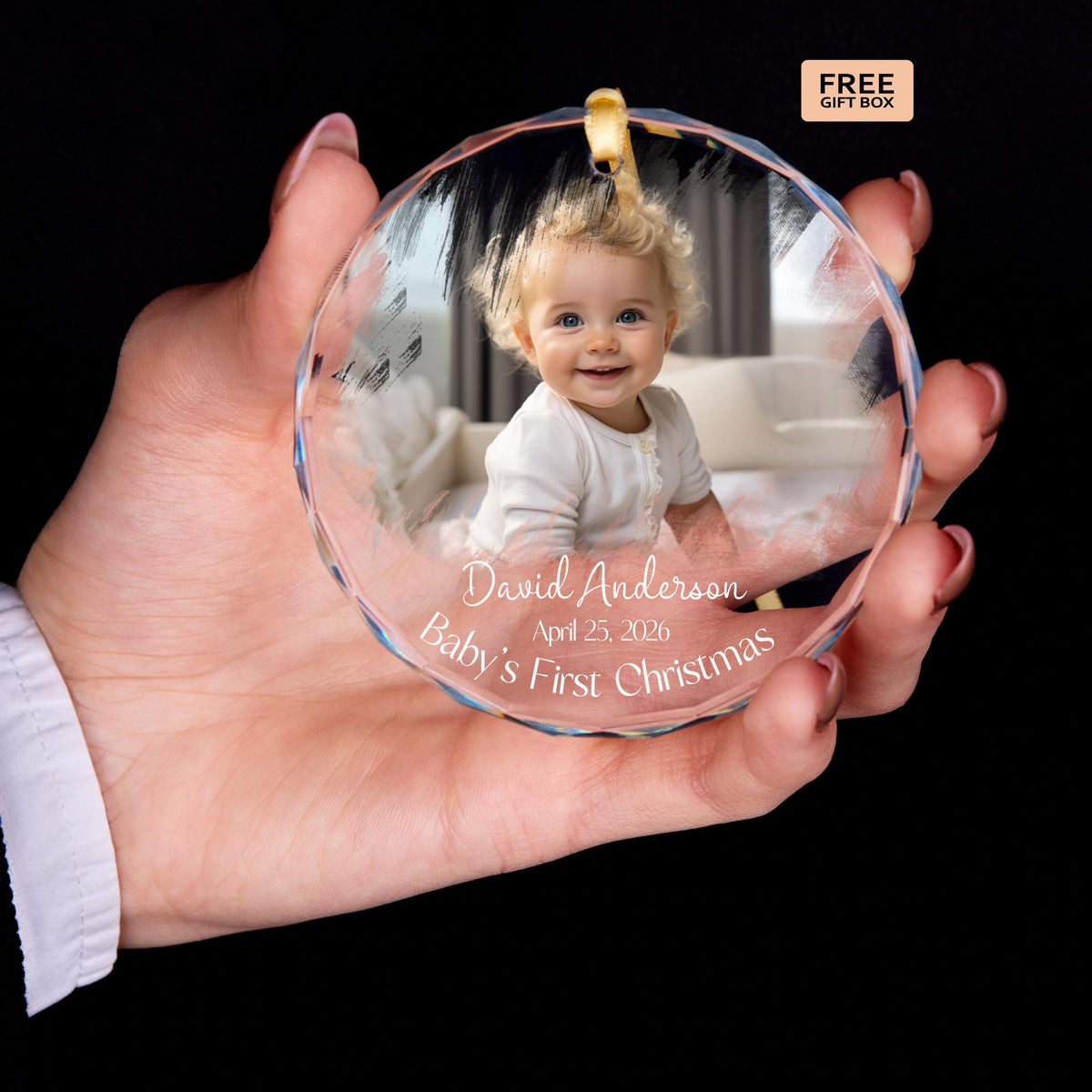 Baby picture first Christmas keepsake ornament