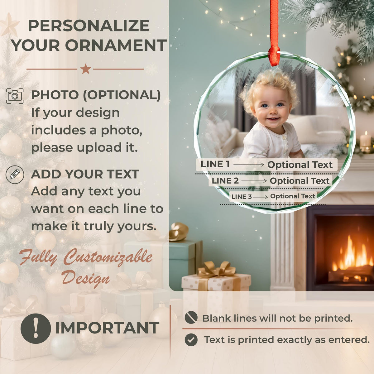 Newborn fade photo frame round glass ornament