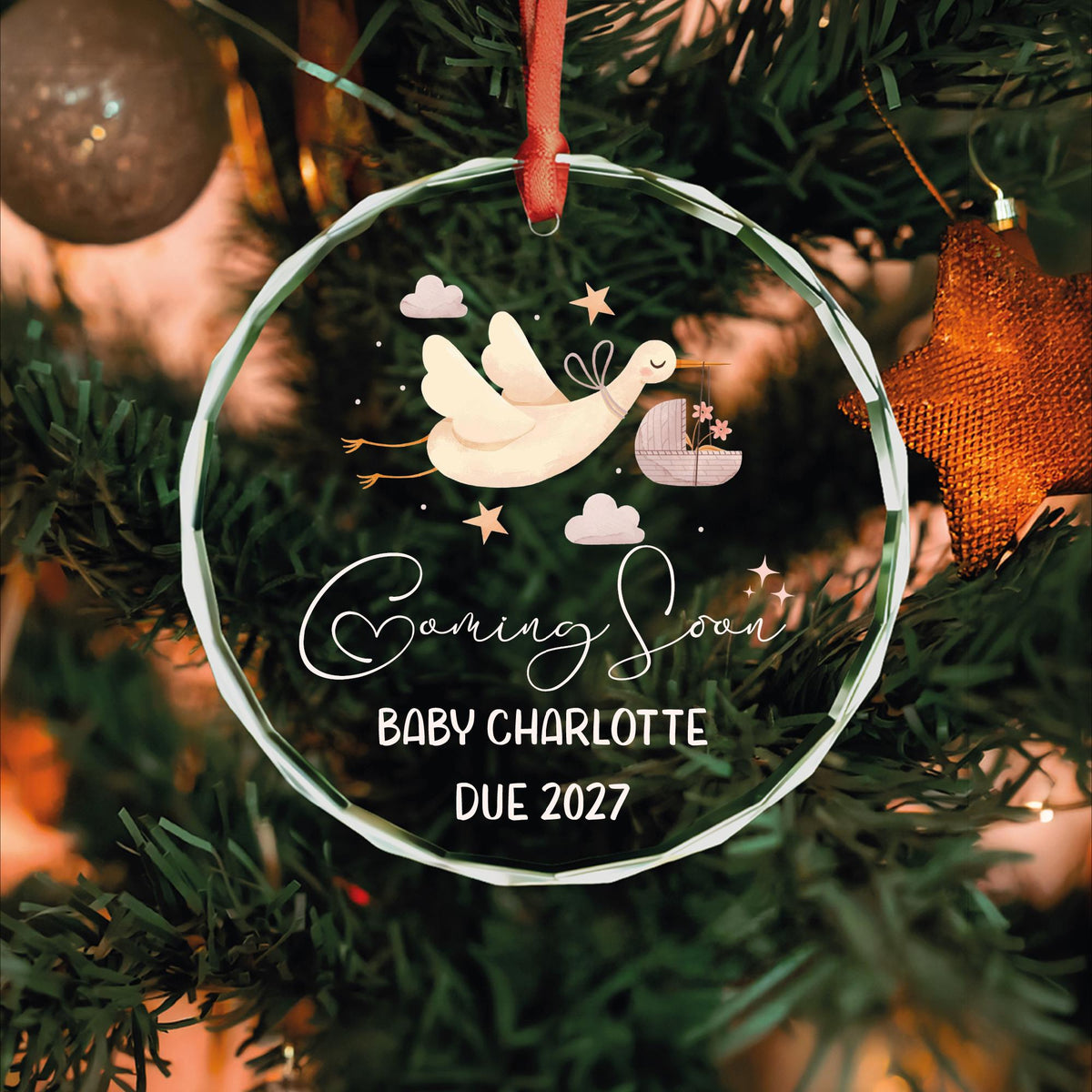 Baby on the way Christmas ornament for expecting parents