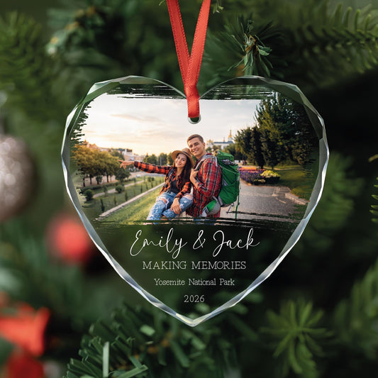 Personalized together trip glass ornament vacation keepsake