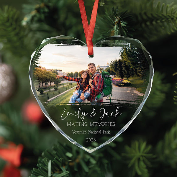 Together Trip Glass Ornament, Personalized Vacation Keepsake