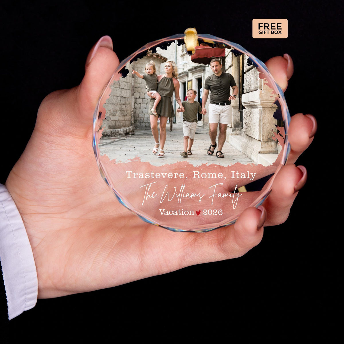 Vacation photo Christmas ornament with city name