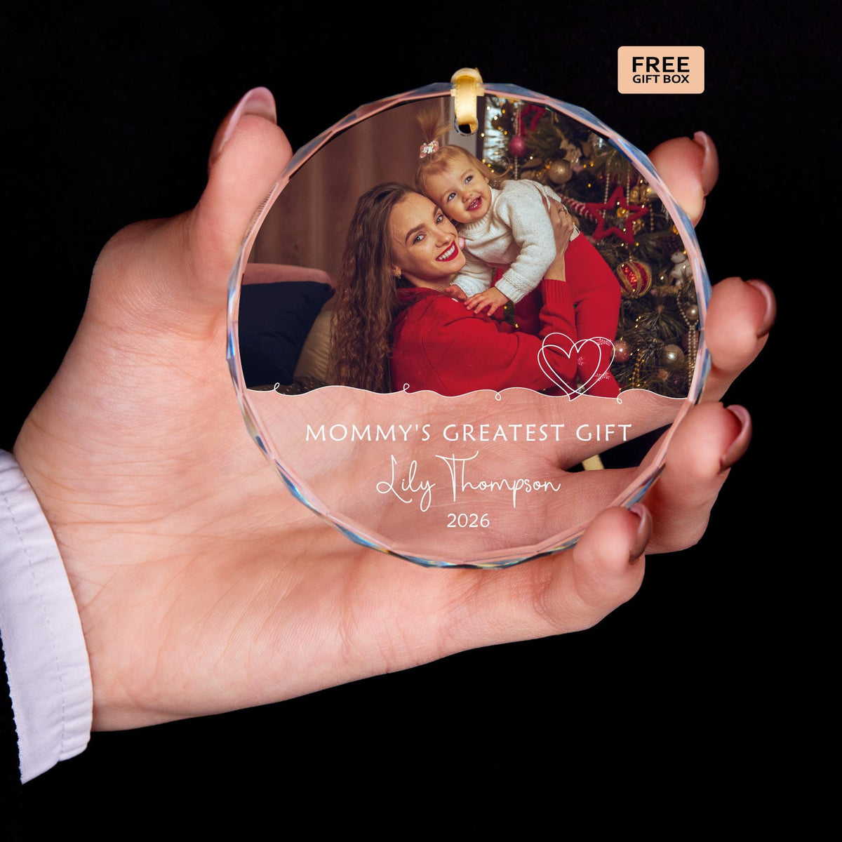Mom and child keepsake photo ornament