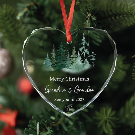 Personalized pregnancy announcement glass ornament for grandparents