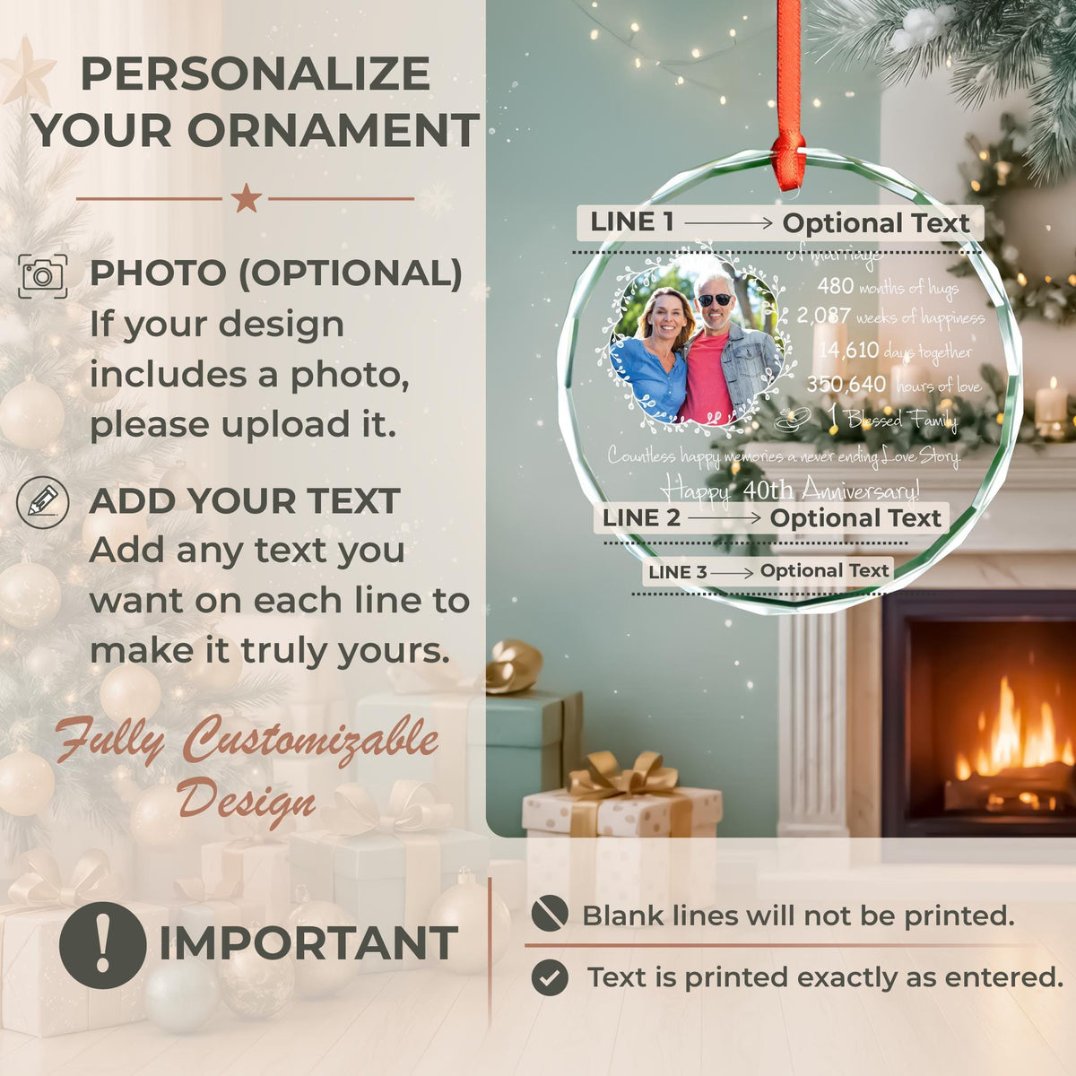 20th wedding anniversary Christmas ornament