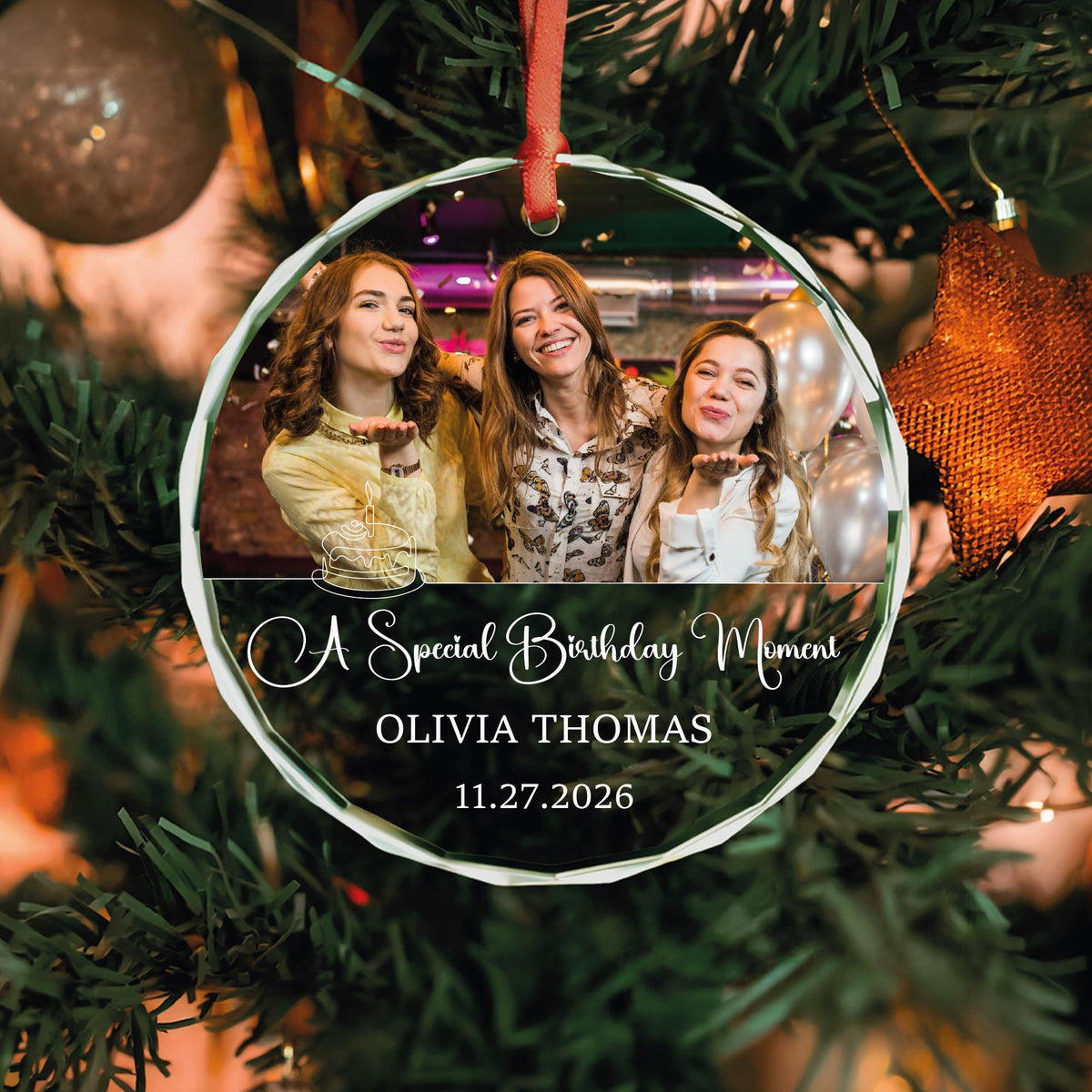 Milestone birthday gift glass Christmas ornament