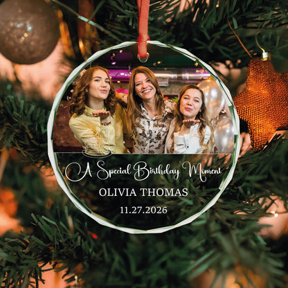 Milestone birthday gift glass Christmas ornament