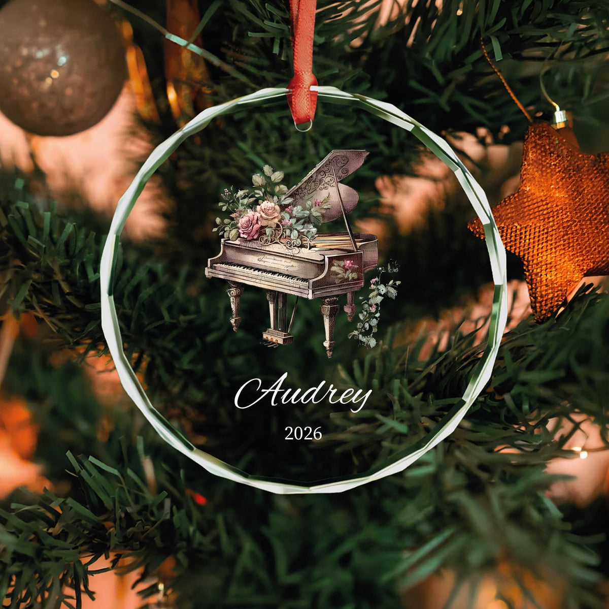Pianist gift glass Christmas ornament